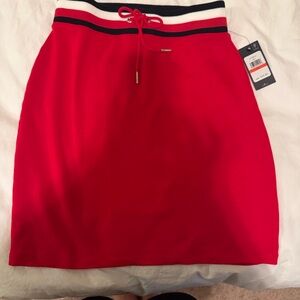 Tommy Hilfiger Red Mini Skirt with Striped Waistband